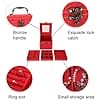 Three Layer Velvet Jewelry Box with Mirror and Decorative Handle