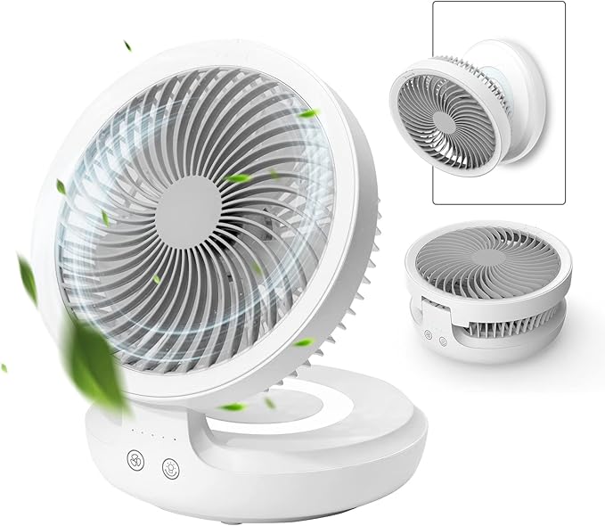 Colorful USB Rechargeable Desktop Fan | Silent Cooling, LED Ambient Light, 3-Speed Rotation