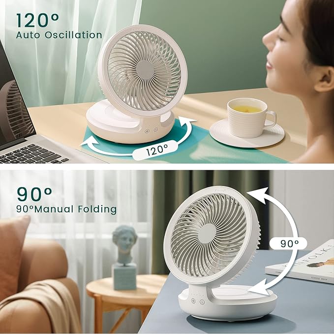 Colorful USB Rechargeable Desktop Fan | Silent Cooling, LED Ambient Light, 3-Speed Rotation