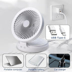 Colorful USB Rechargeable Desktop Fan | Silent Cooling, LED Ambient Light, 3-Speed Rotation