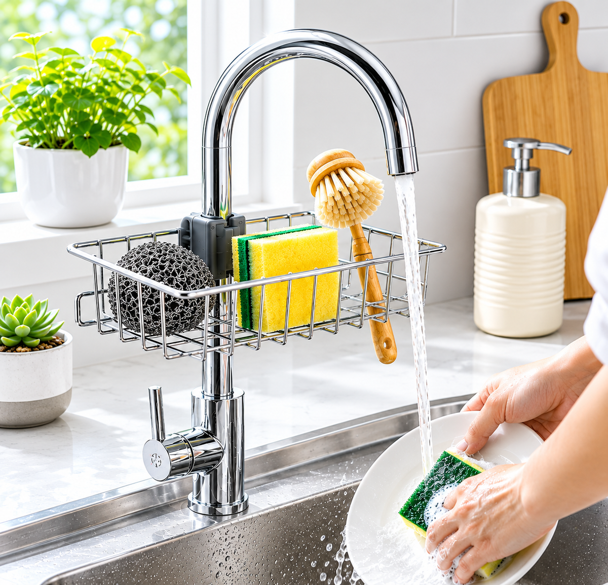 Stainless Steel Sponge Holder for Kitchen Sink (Large)