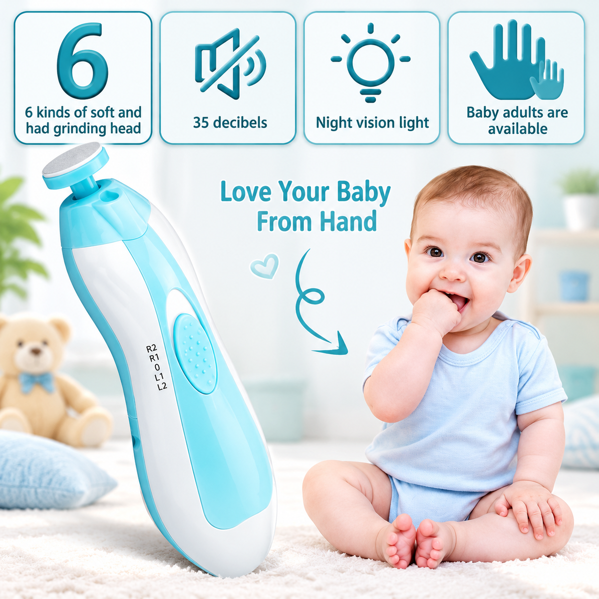 5 in 1 Electric Baby Nail Trimmer Kit 💙