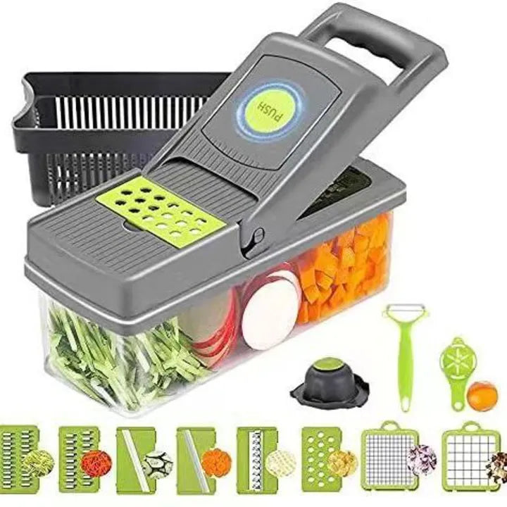 16-in-1 Multifunctional Vegetable Cutter & Slicer – Kitchen Tool with Interchangeable Blades