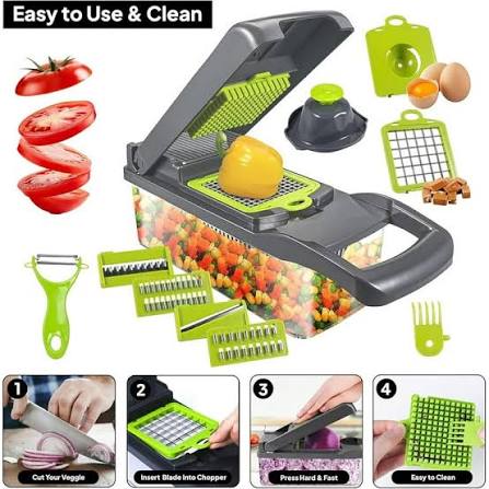 16-in-1 Multifunctional Vegetable Cutter & Slicer – Kitchen Tool with Interchangeable Blades